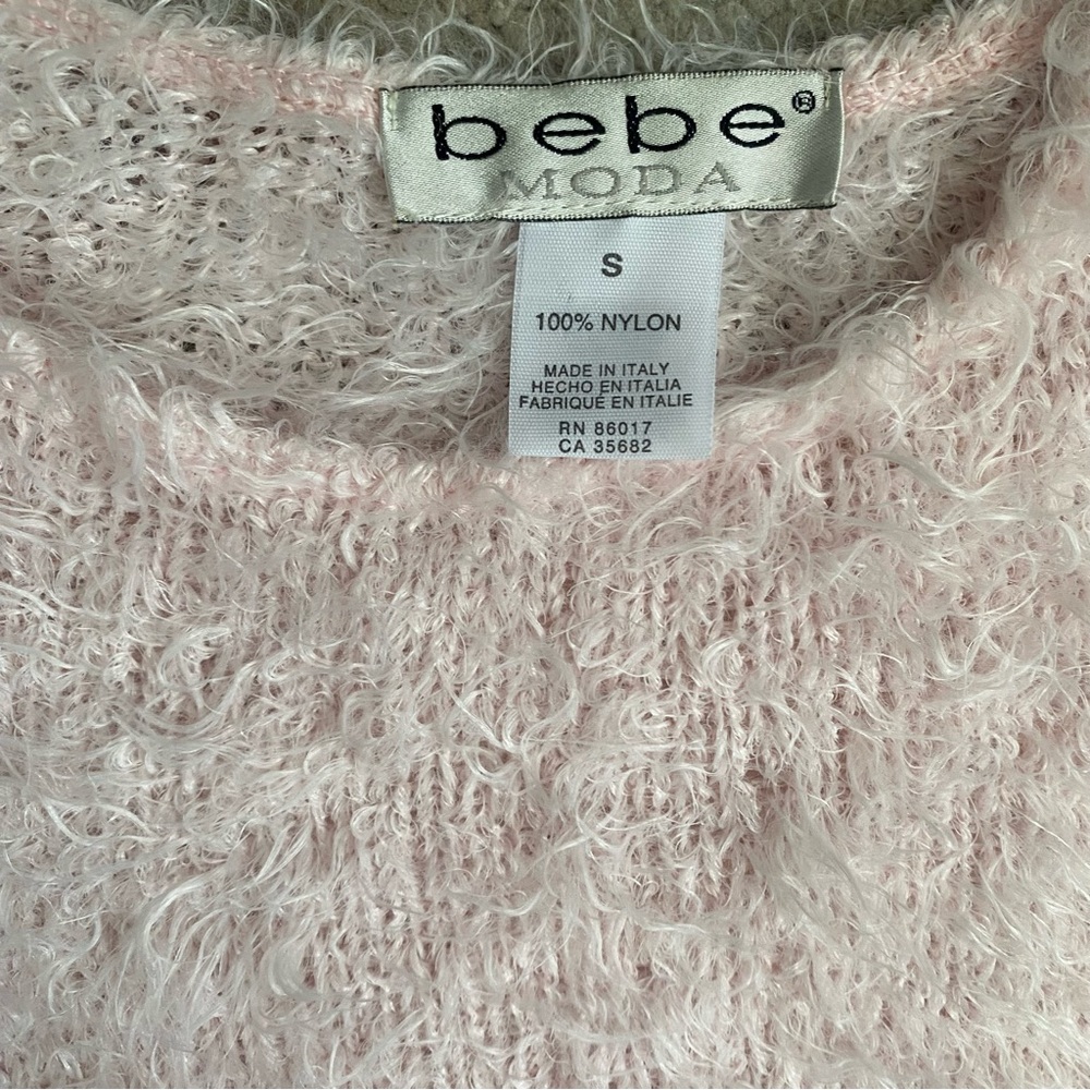 Vintage Bebe Moda Pale Pink Fur Knit Tank Top Size S Made in Italy 100% Nylon - Picture 2 of 7